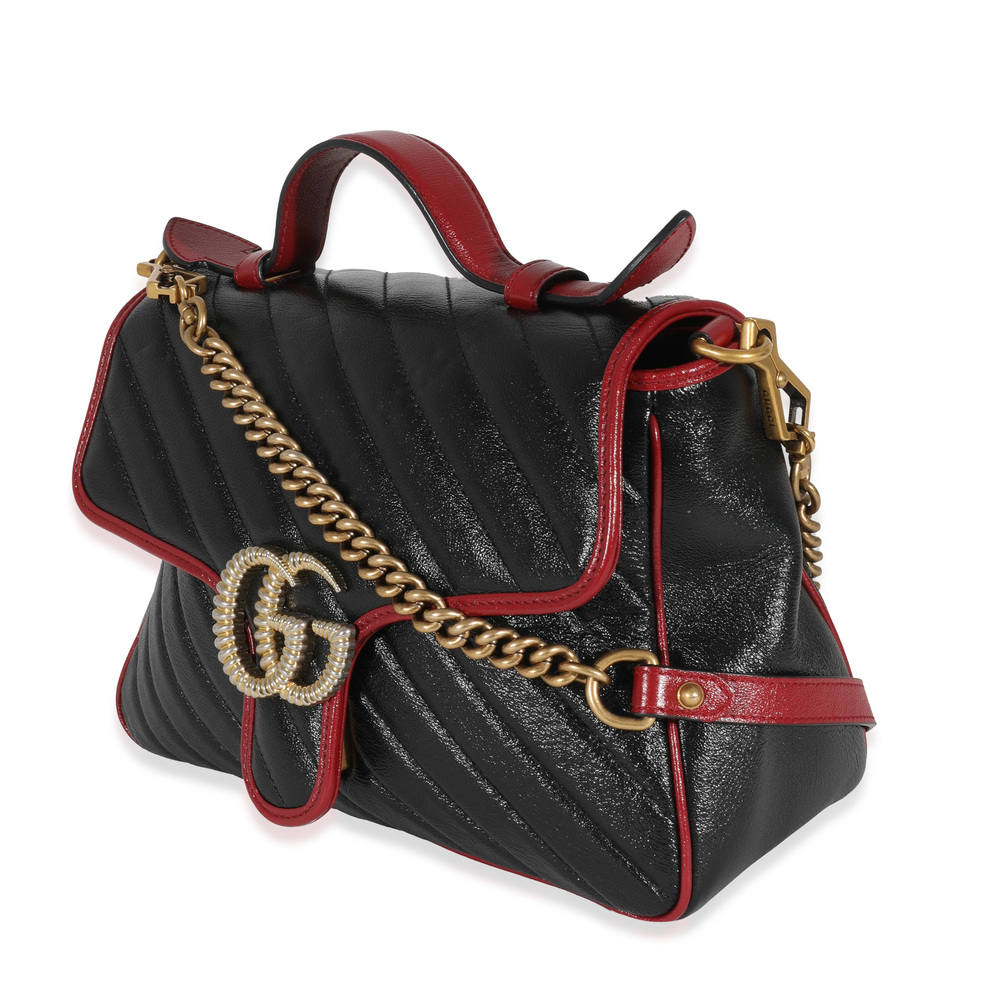 Gucci Black Quilted Leather GG Marmont Small Torchon Top Handle - Picture 4 of 7